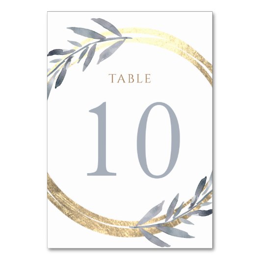 Folien aus Imitaten und staubblaue Tischnummer 10 (Rückseite)