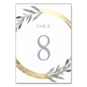 Folien aus Imitaten und staubblaue Tischnummer 8 (Rückseite)