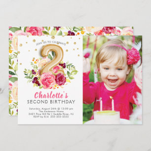 Folien-Ballon-Foto-2. Geburtstags-Einladung Einladung