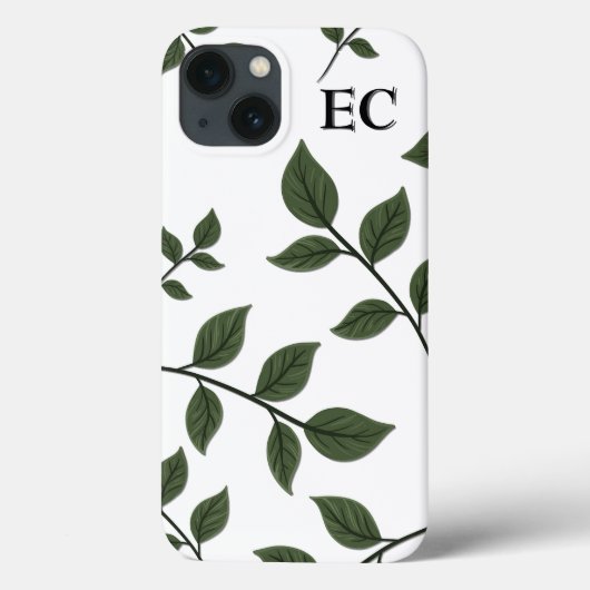 Folien für Monogramme mit grünen Blätter Case-Mate iPhone Hülle (Rückseite)