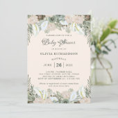 Folien und Blüten | Blush Pink Babydusche Einladung (Stehend Vorderseite)