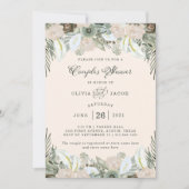 Folien und Blüten | Rosa Paare Dusche Einladung (Vorderseite)