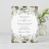 Folien und Blüten | Sage Green Wedding Einladung (Stehend Vorderseite)