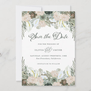 Folien und Blüten   Sage Green Wedding Save The Date