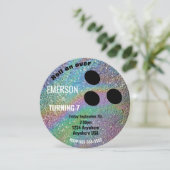 FOLIENBOWLING BALL, Bowling, Geburtstagsparty Glow Einladung (Stehend Vorderseite)