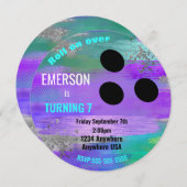 FOLIENBOWLING BALL, Bowling, GLÜCKLICHER Glitzer Einladung (Vorne/Hinten)