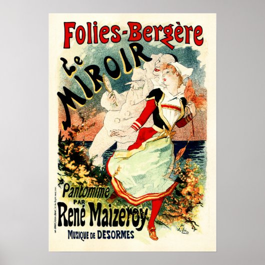 FOLIES BERGERE LE MIROIR Cheret Vintag Französisch Poster (Vorne)