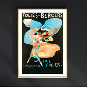 Folies Bergere Paris Showgirl, Flapper Girl aus de Poster