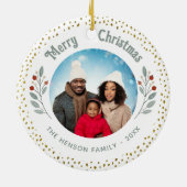 Folies Glitzer Weihnachtsfamilie Foto Keramik Ornament (Hinten)