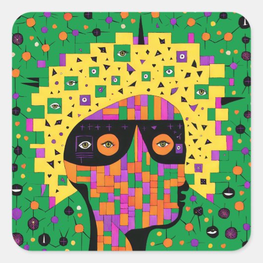 Folk 001 Nancy Quadratischer Aufkleber (Vorderseite)