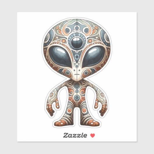 Folk Art Alien Sticker (Blatt)