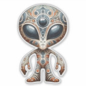 Folk Art Alien Sticker (Vorderseite)