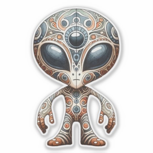 Folk Art Alien Sticker (Vorderseite)