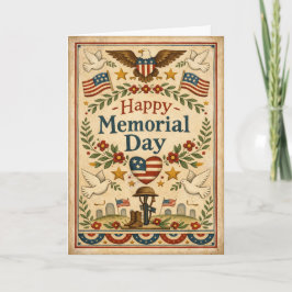 Folk Art Americana Memorial Day Karte