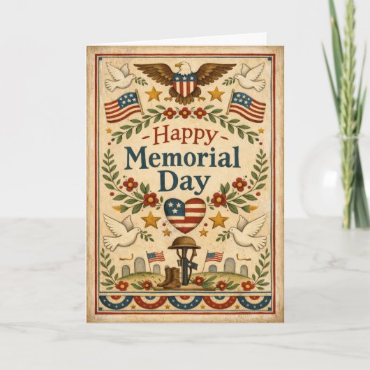 Folk Art Americana Memorial Day Karte (Vorderseite)