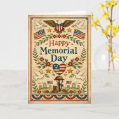 Folk Art Americana Memorial Day Karte (Gelbe Blume)