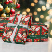 Folk-art Angel Add Recipients Name Christmas Roll Geschenkpapier