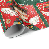 Folk-art Angel Add Recipients Name Christmas Roll  Geschenkpapier (Rolleneckpunkt)