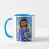 Folk Art Angel Cat Angel auf Cloud Tasse (Links)