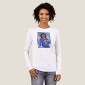 Folk Art Angel Cat auf Cloud Tri-Blend Shirt (Vorderseite voll)