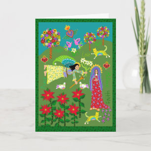 Folk Art Angel Gabriel und die Jungfrau Mary Karte