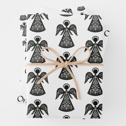 Folk Art Angel Muster Geschenkpapier Set (Beispiel)