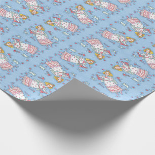 FOLK ART ANGEL OF HEARTS WRAPPING PAPIER GESCHENKPAPIER