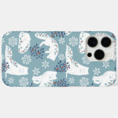 Folk Art Arctic Fox im Schnee mit Holly Case-Mate iPhone Hülle (Rückseite (Horizontal))