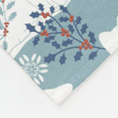 Folk Art Arctic Fox im Schnee mit Holly Fleecedecke (Ecke)