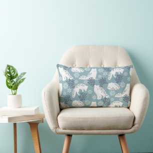Folk Art Arctic Fox im Schnee mit Holly Lendenkissen