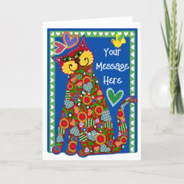 Folk Art aus der geklappten Valentinkarte der Katz Feiertagskarte