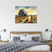 Folk Art Autumn Americana Leinwanddruck (Insitu (Schlafzimmer))