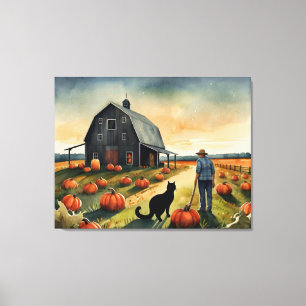 Folk Art Autumn Americana Leinwanddruck