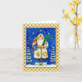 FOLK ART BALTIMORE QUILT VATER CHRISTMAS Leere Karte (Gelbe Blume)