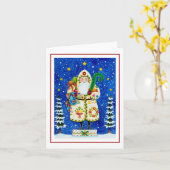 FOLK ART BALTIMORE QUILT VATER CHRISTMAS Leere Karte (Gelbe Blume)