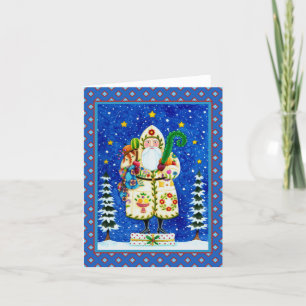 FOLK ART BALTIMORE QUILT VATER CHRISTMAS Leere Karte