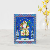 FOLK ART BALTIMORE QUILT VATER CHRISTMAS Leere Karte (Gelbe Blume)