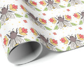 Folk Art Bee Geschenkpapier (Rolleneckpunkt)