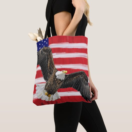 Folk Art bemalt Flag mit Adler Tasche (Von Nahem)