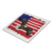 Folk Art bemalt Flag und Adler Fliese (Seite)