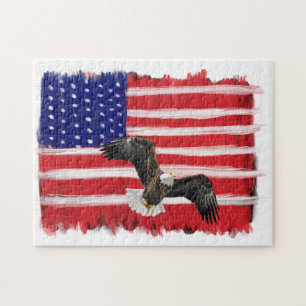 Folk Art bemalt Flag und Adler Puzzle