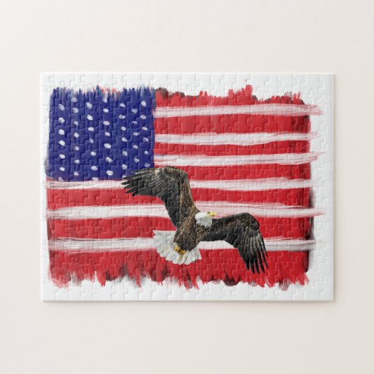 Folk Art bemalt Flag und Adler Puzzle (Horizontal)