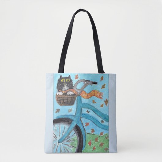 Folk Art Bicycle Cat Einzigartige Fun Malerei Tasche (Vorderseite)