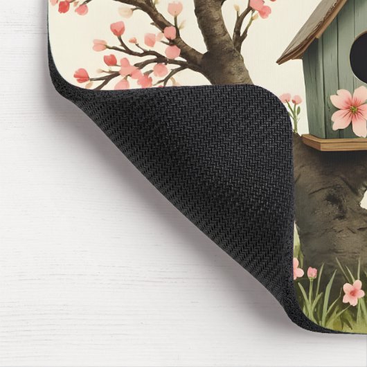 Folk Art Bird and Birdhouse Mousepad (Ecke)