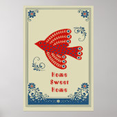 Folk Art Bird Home Scandinavian Style Pоster Poster (Vorne)