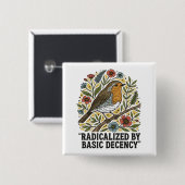 Folk Art Bird Illustration for Social Justice  Button (Vorne & Hinten)