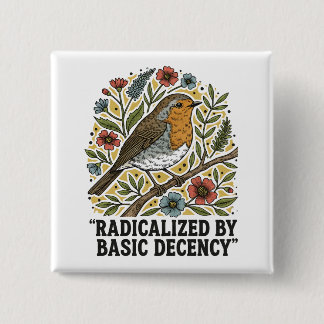 Folk Art Bird Illustration for Social Justice  Button