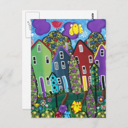 FOLK ART Bird Of Paradise BY LORI EVERETT postcard Postkarte (Vorne/Hinten)