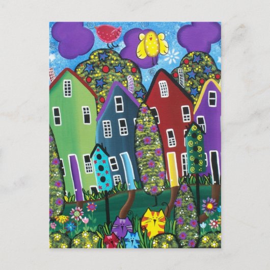 FOLK ART Bird Of Paradise BY LORI EVERETT postcard Postkarte (Vorderseite)