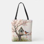 Folk Art Bird und Birdhouse Tasche (Rückseite)